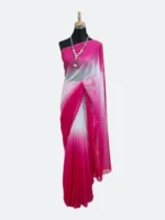 ফ্যাশনেবল গোলাপি-সাদা জর্জেট শাড়ি