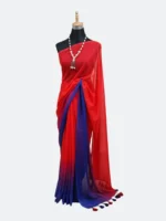 লাল ও নীল জর্জেট শাড়ি