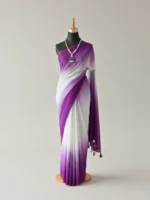 সাদা ও বেগুনি জর্জেট শাড়ি